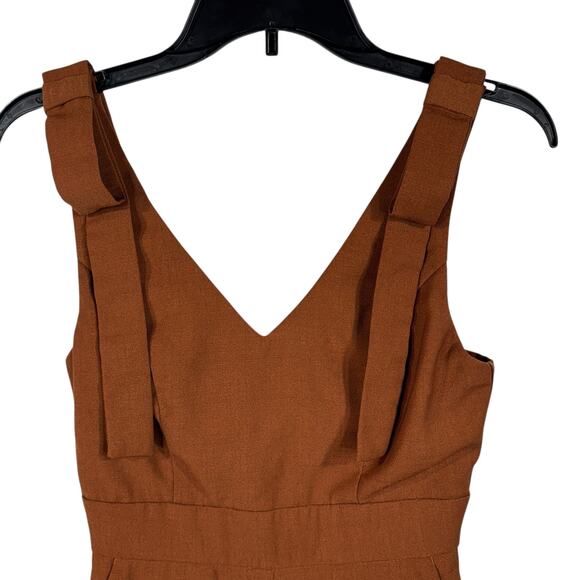 Altar’d State Small Cropped Wide Leg Flared Jumpsuit Empire Waist V-Neck Pockets - Picture 4 of 12